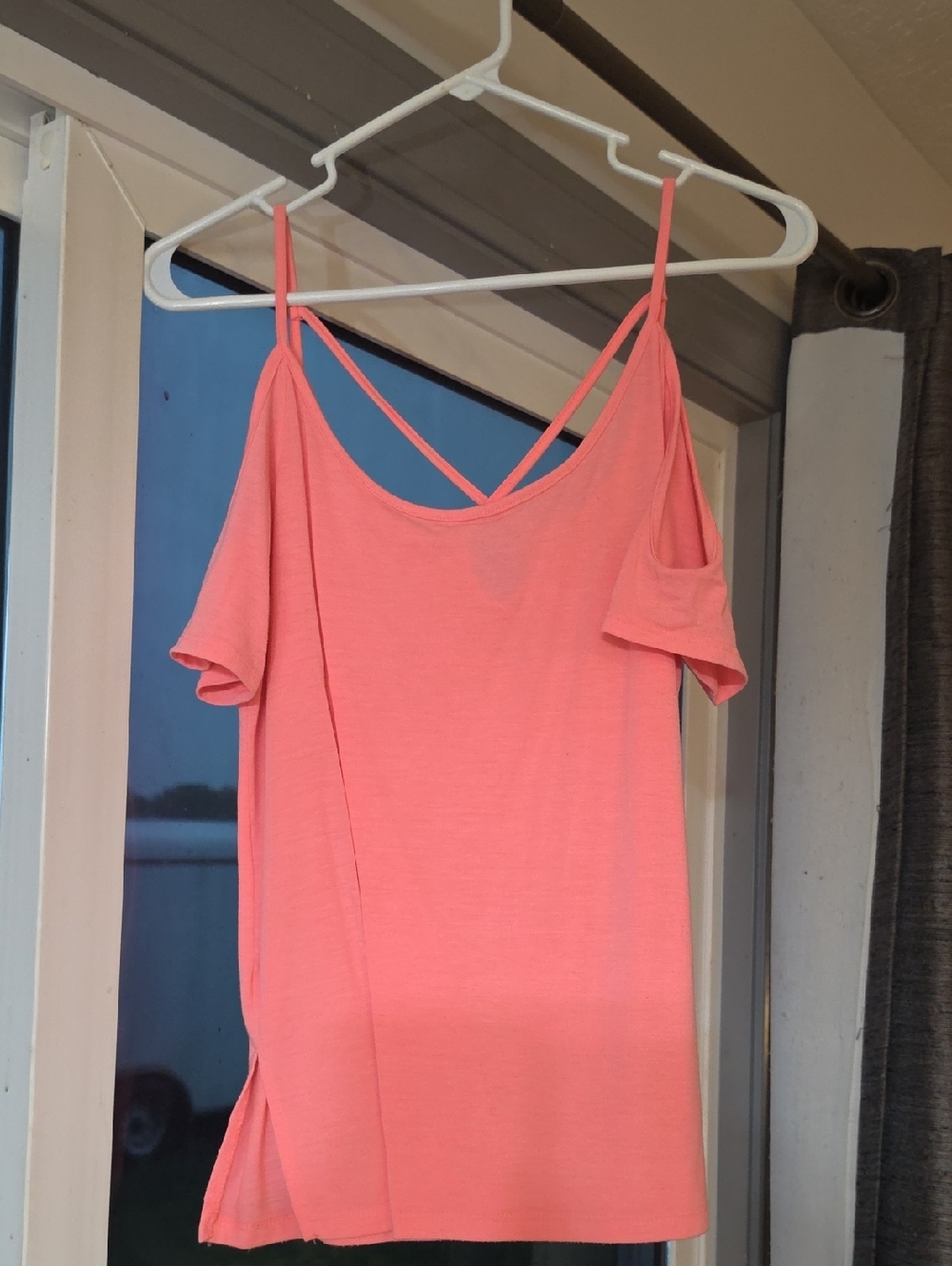 Women’s Neon Orange Off-Shoulder Strappy Top